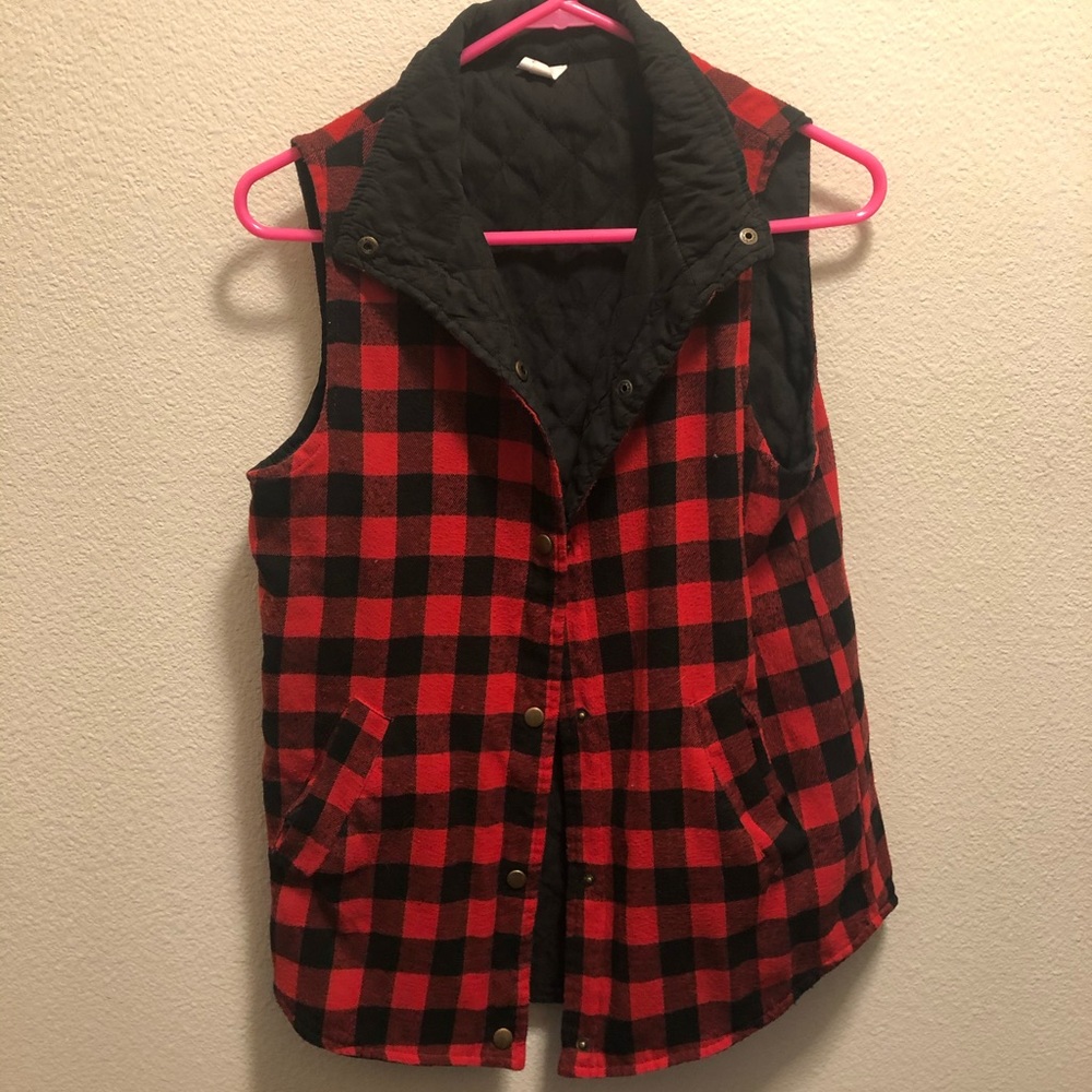 Buffalo Plaid Snap-Button Vest